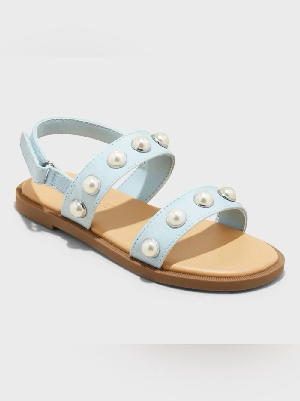 Cat & Jack Light Blue Pearl-Stud Kids Sandals